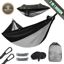 Load image into Gallery viewer, Hitorhike Camping Hammock with Mosquito Net Nylon Tree Straps Detachable Aluminum Poles and Steel Carabiners, 2 in 1 Design for Backpacking, Camping, Travel, Beach, Backyard
