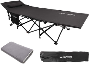 HITORHIKE Camping Cot Compact Folding Cot Bed for Outdoor Backpacking Camping Cot Bed High-Profile Compact Bed with Carry Bag