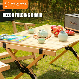 Hitorhike wholesale beech wooden table outdoor roll table camping wooden folding table