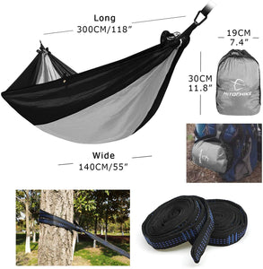 Hitorhike Camping Hammock with Mosquito Net Nylon Tree Straps Detachable Aluminum Poles and Steel Carabiners, 2 in 1 Design for Backpacking, Camping, Travel, Beach, Backyard