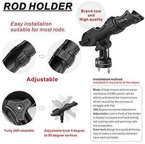 HITORHIKE Fishing Rod Holder Universal Fit Kit Allows for 360-degree Adjustment Kayak Fishing Boat Powerlock Rod Holder