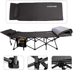 HITORHIKE Camping Cot Compact Folding Cot Bed for Outdoor Backpacking Camping Cot Bed High-Profile Compact Bed with Carry Bag