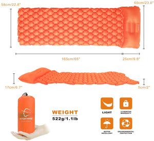 HITORHIKE Backpack Sleeping Pad Lightweight Camping Sleeping Bag Pad Ultralight & Compact & Inflatable Air Mattress Pad-Insulated Air Mat for Camp,Backpacking,Hiking,Scouts,Travel